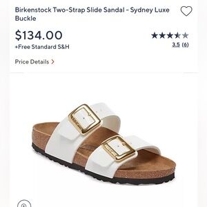 Birkenstock Sydney Luxe White Sandals with Gold Buckles LIKE NEW!